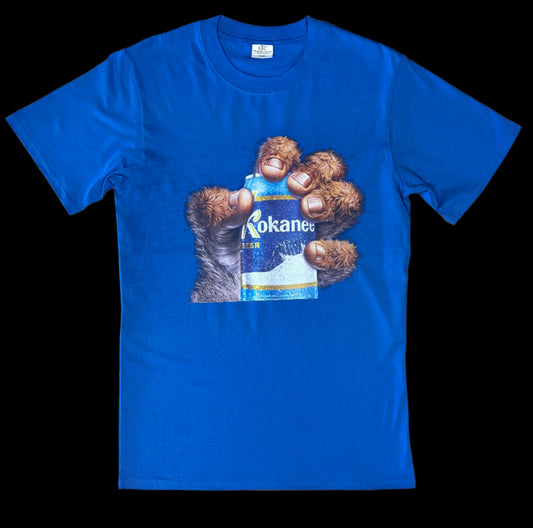 Men's Royal Retro T-Shirt- Sasquatch Hand with Kokanee
