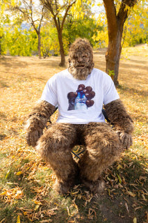 Men's White T-Shirt- Sasquatch Hand with Kokanee